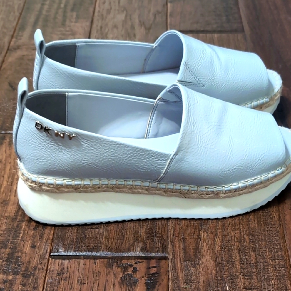 DKNY Light Blue Espadrille Flats Gently Used Size 8